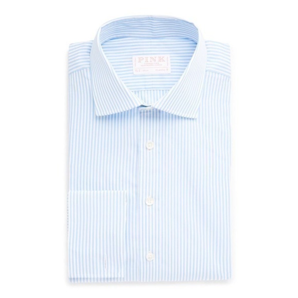 Thomas PINK Shirtmaker London Striped Cotton Long Sleeve Dress Shirt 15.5 NWOT